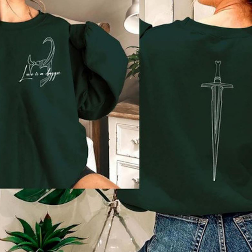 Love Is A Dagger Shirt Loki Retro Shirt Loki and Lady Loki Loki Dagger Shirt Autumn Winter Unisex Casual Couple Pullover Sweater