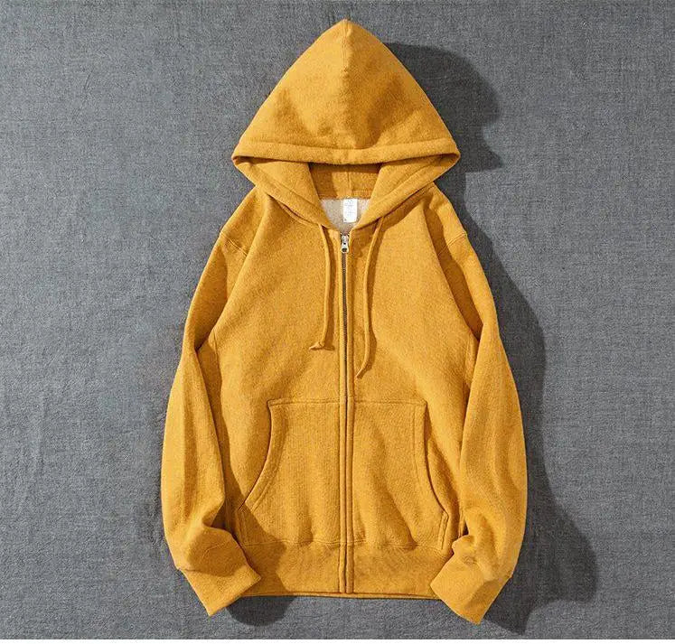 Good Quality Zip Hooded Women Sweatshirt Navy Blue Cotton Casual Street Wear Loose Spring Autumn Solid Color Hoodie Jacket